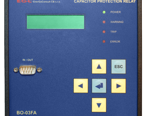 BO-03FA - dvoustupňová balanční ochrana bez kompenzace přirozené nesymetrie s třemi proudovými vstupy